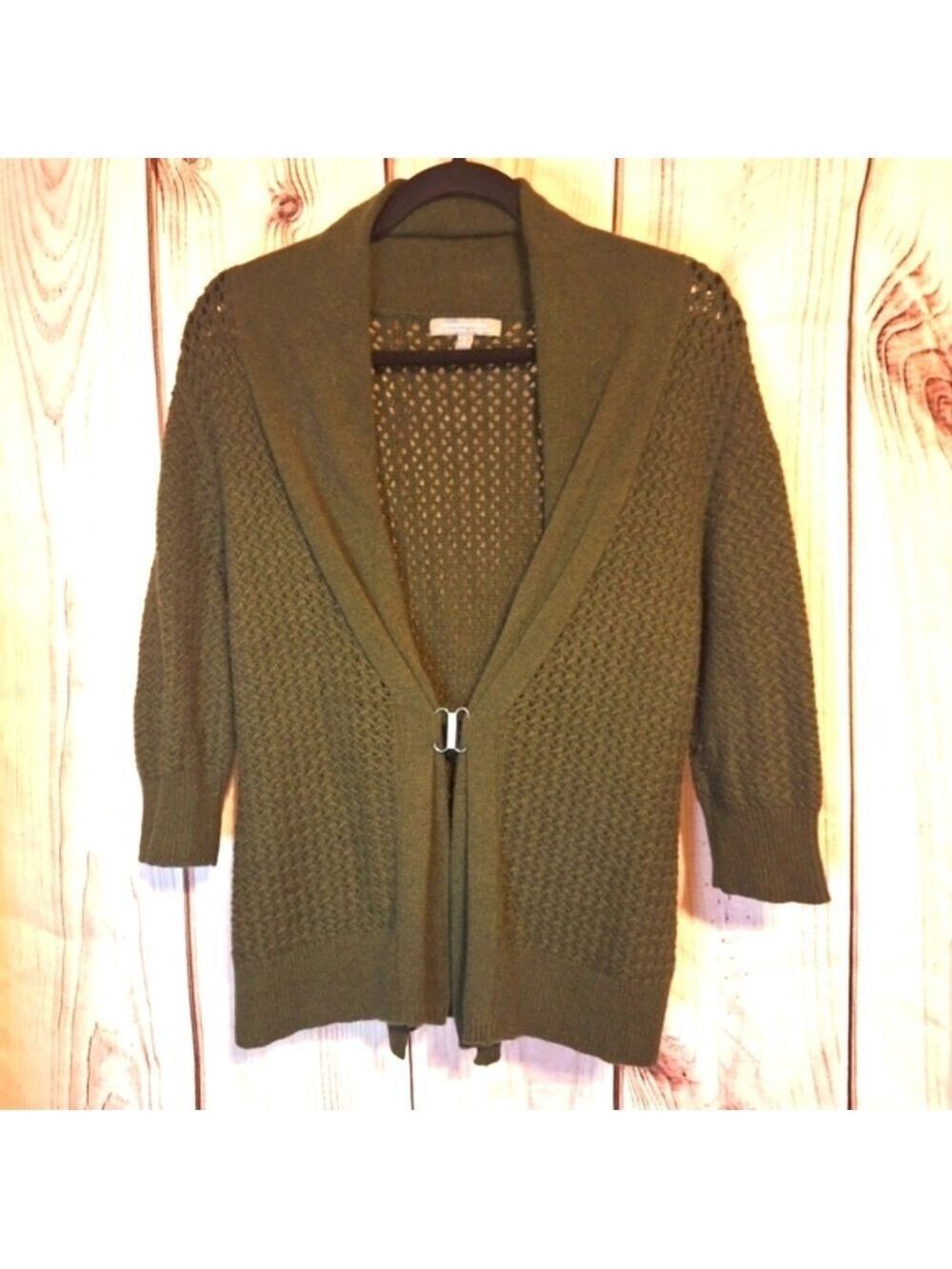 Neiman Marcus The Cashmere Collection green Cardigan Sz L 100% Cashmere